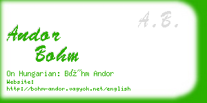 andor bohm business card
